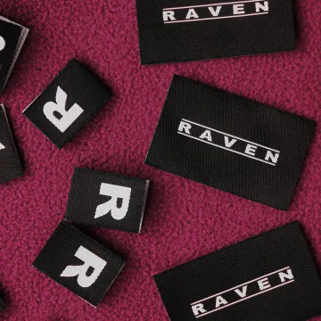 Raven woven labels burgundy second – Woven Labels – RAVEN