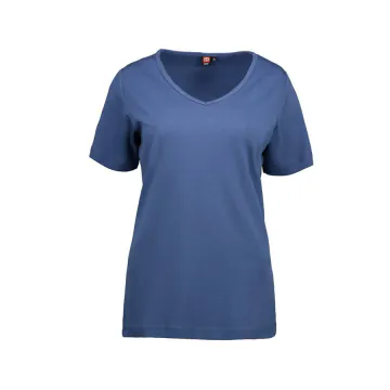 Damska koszulka z interlocku V-Neck