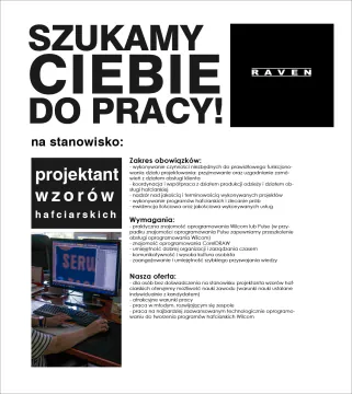 Ogłoszenie o pracę dla projektanta wzorów.