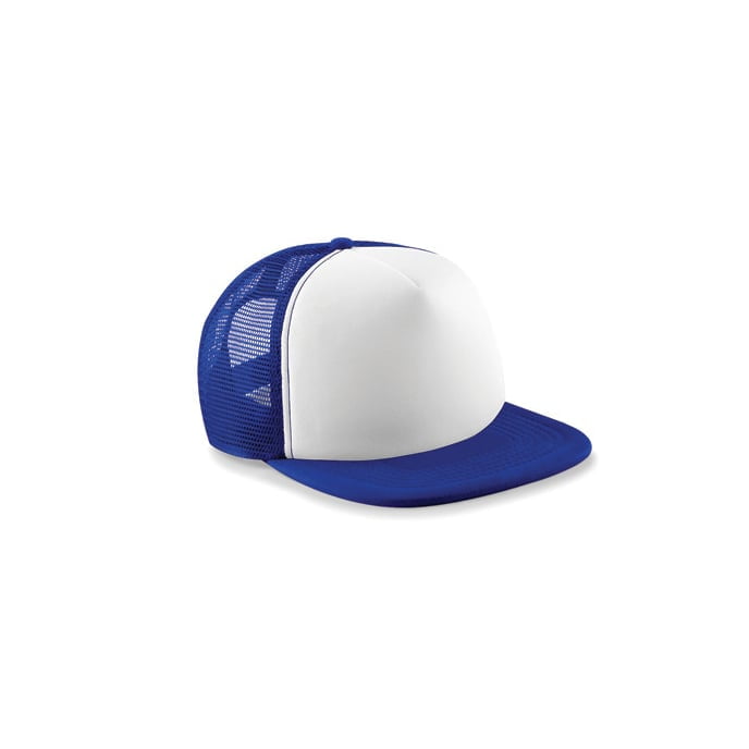 biało-niebieska czapka trucker z haftem