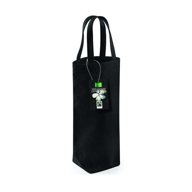 Black - Fairtrade Cotton Bottle Bag