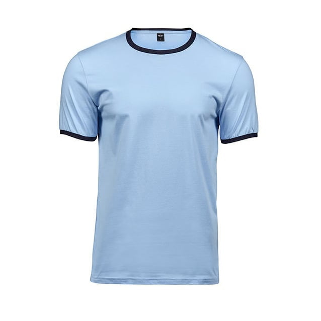 Light Blue/Navy - Męska koszulka Ringer Tee
