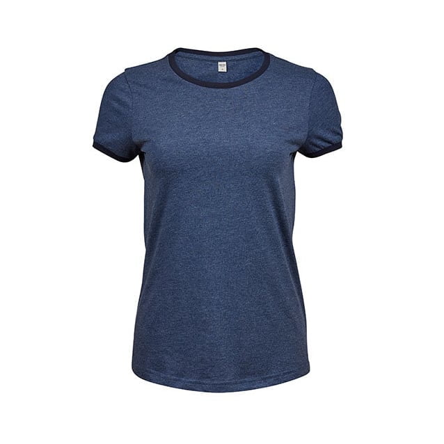 Denim Melange/Navy - Damska koszulka Ringer Tee