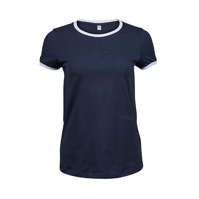 Navy/White - Damska koszulka Ringer Tee