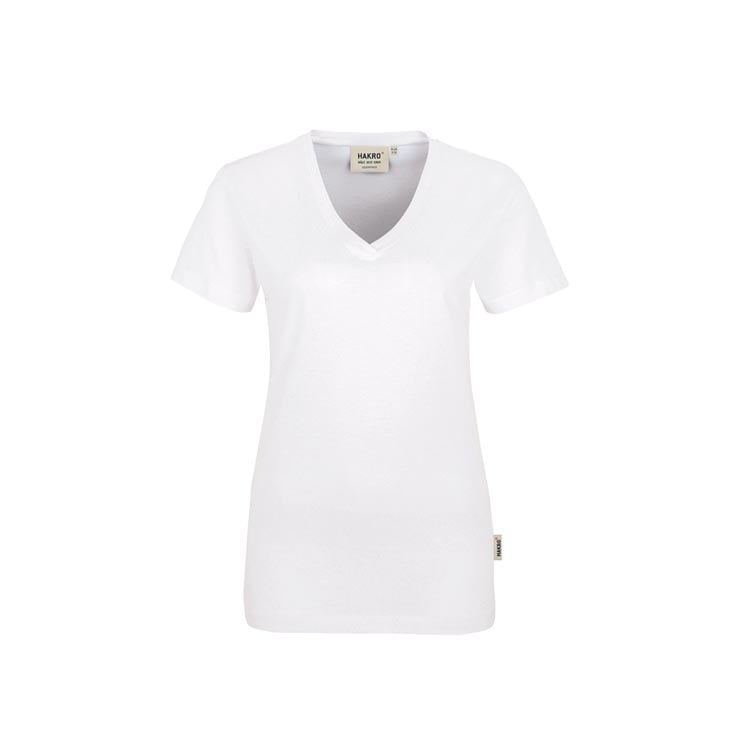 Damski t-shirt z dekoltem w serek w białym kolorze Hakro 126