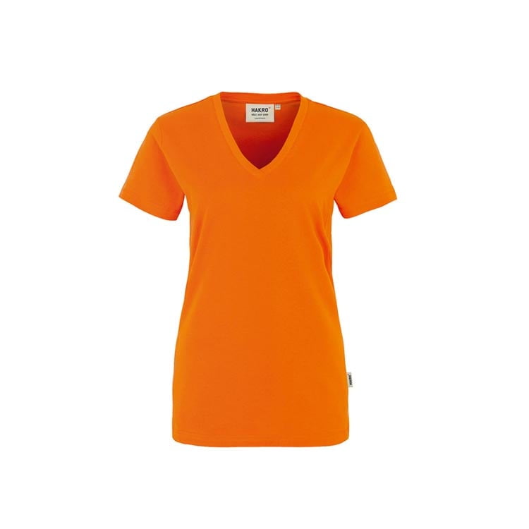 Damski t-shirt z dekoltem w serek w pomarańczowym kolorze Hakro 126