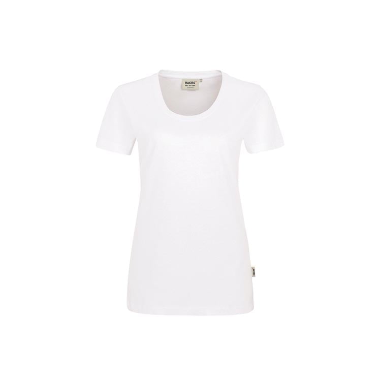 Biała dopasowana koszulka damska z własnym drukiem Hakro 127