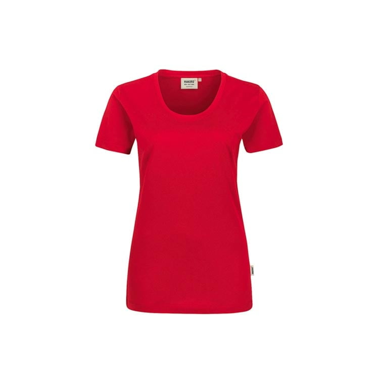 Czerwona dopasowana koszulka damska z własnym drukiem Hakro 127