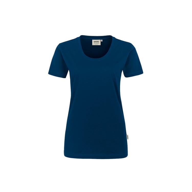 Ciemnoniebieska dopasowana koszulka damska z własnym drukiem Hakro 127