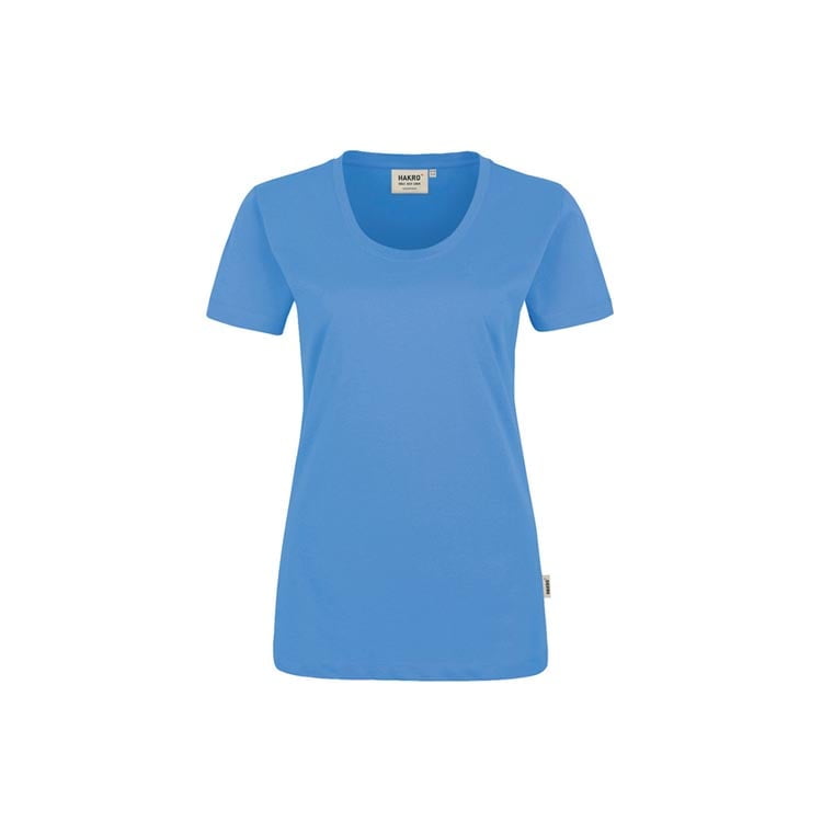 Niebieska dopasowana koszulka damska z własnym drukiem Hakro 127