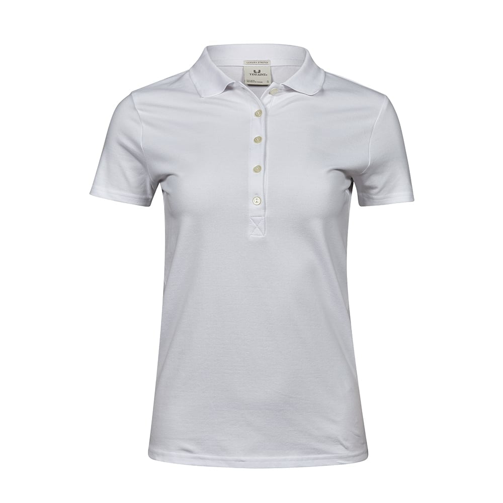 White - Damska koszulka polo Luxury Stretch