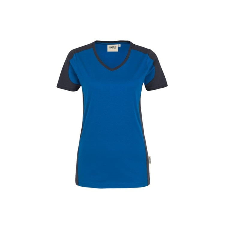 Koszulki T-Shirt - Damski konstrastowy V-Shirt Performance 190 - Hakro 190 - Royal Blue - RAVEN - koszulki reklamowe z nadrukiem, odzież reklamowa i gastronomiczna