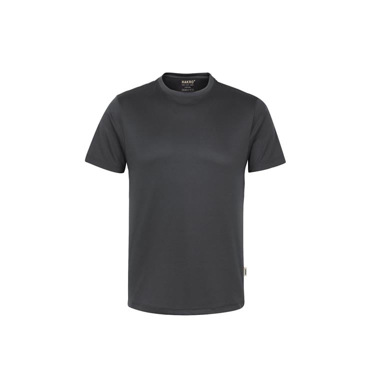 Ciemnoszara poliestrowa koszulka z własnym nadrukiem T-shirt Coolmax Hakro 287
