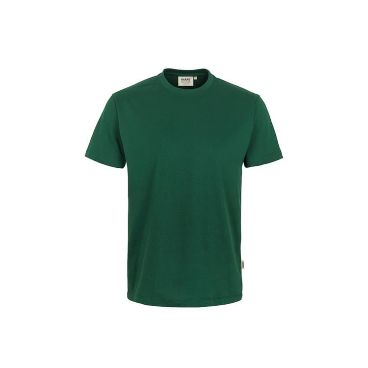 Klasyczny zielony t-shirt męski z własnym haftem Hakro 292