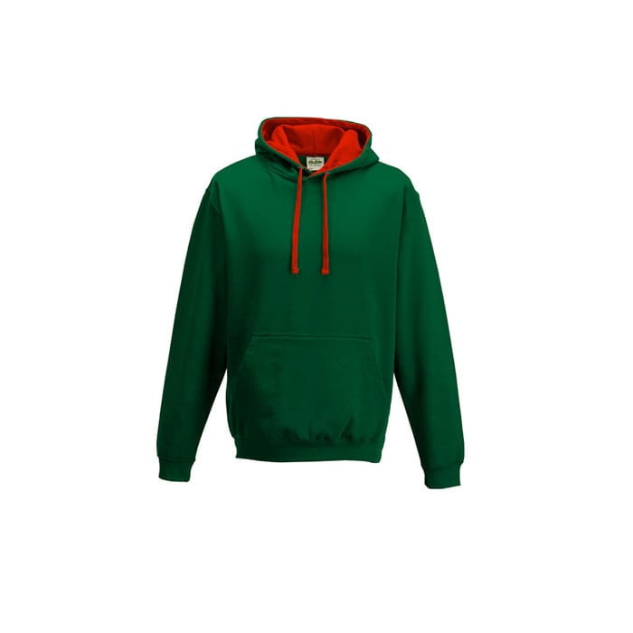 Bottle Green/Fire Red - Bluza z kapturem Varsity Hoodie