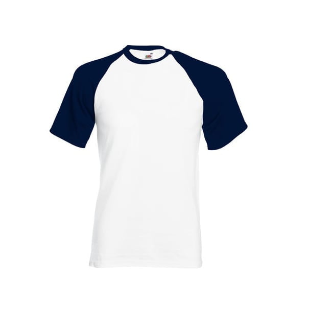 Biały t-shirt z granatowymi kontrastowymi wstawkami Fruit of the Loom 61-026-0
