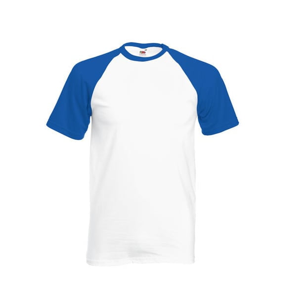 Biały t-shirt z niebieskimi kontrastowymi wstawkami Fruit of the Loom 61-026-0