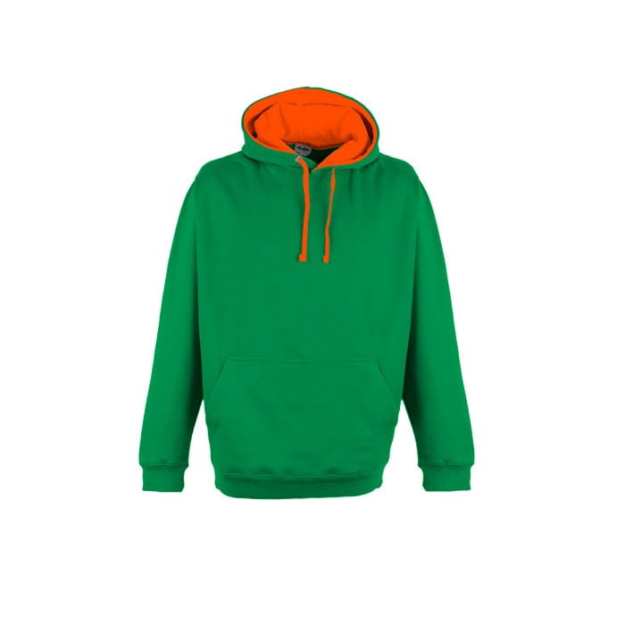 Kelly Green/Electric Orange - Bluza z kapturem Superbright