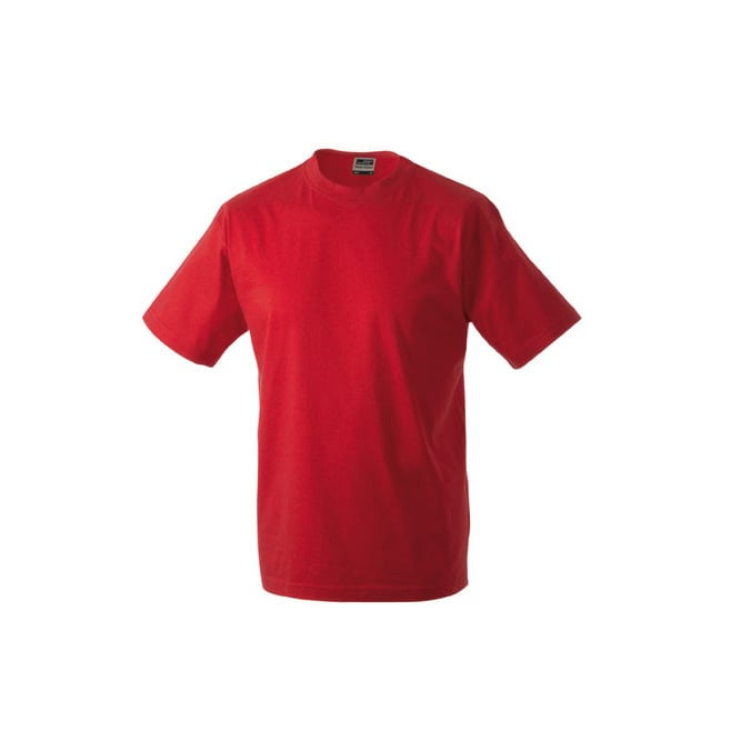 Czerwona męska koszula z własnym drukiem firmowym Round t-medium James & Nicholson JN001