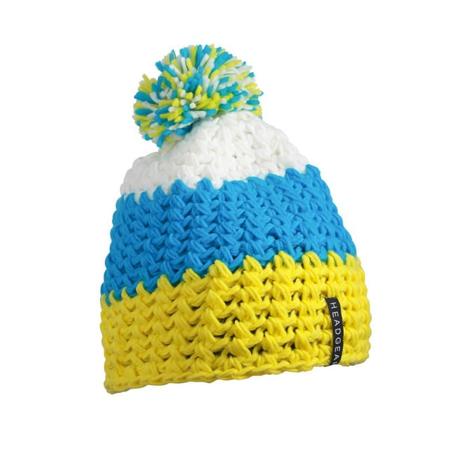 Yellow/Pacific/White - Czapka zimowa Crocheted