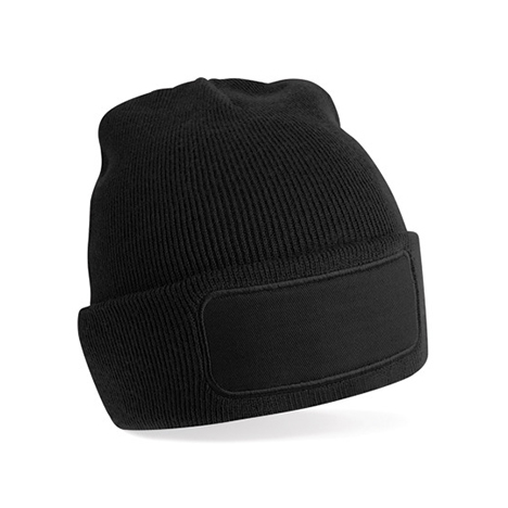 Black - Czapka dzianinowa beanie z łatką