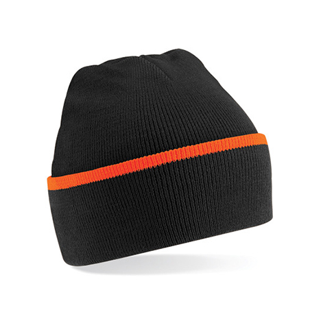 Black/Orange - Kontrastowa czapka zimowa