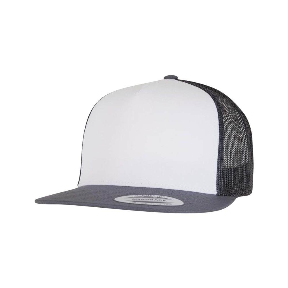 granatowo-biało-ciemno granatowa czapka trucker flexfit z haftem