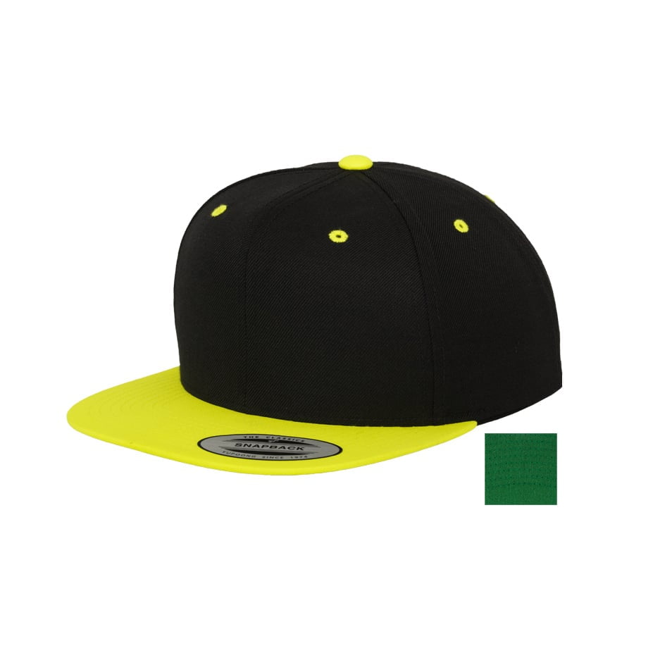 czarno-neonowy snapback flexfit z haftem