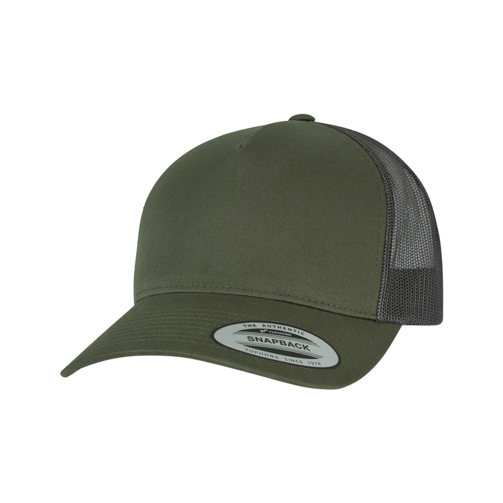 chocolatechip/greyish brown Flexfit 5-Panel Retro Trucker Cap - 6506 - raven