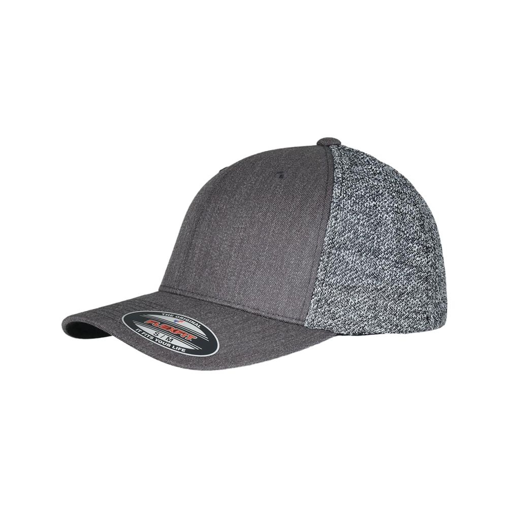 Black/Grey Melange - Czapka Flexfit Trucker Melange Mesh