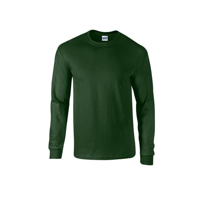 Ciemnozielona koszulka z długim rękawem z własnym haftem lub drukiem Longsleeve T-Shirt Ultra Cotton™ Gildan 2400