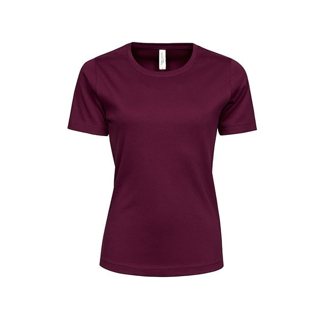 Bordowa koszulka damska z bawełny organicznej Tee Jays Interlock Tee 580