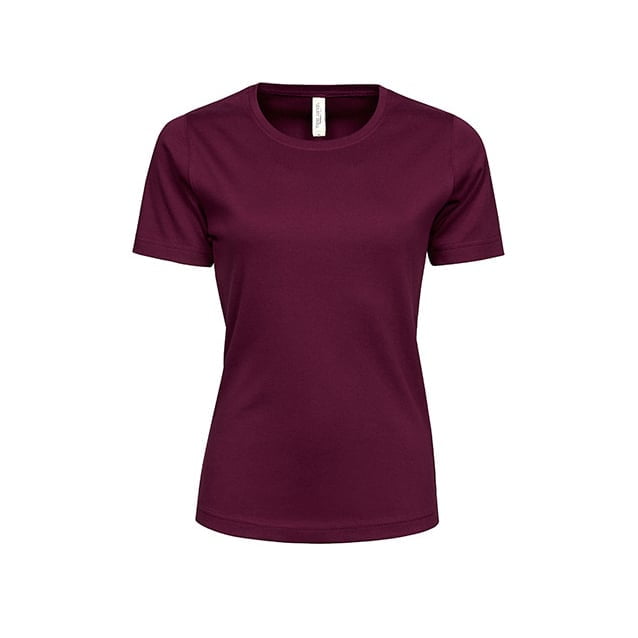 Bordowa koszulka damska z bawełny organicznej Tee Jays Interlock Tee 580
