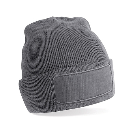 Graphite Grey - Czapka dzianinowa beanie z łatką