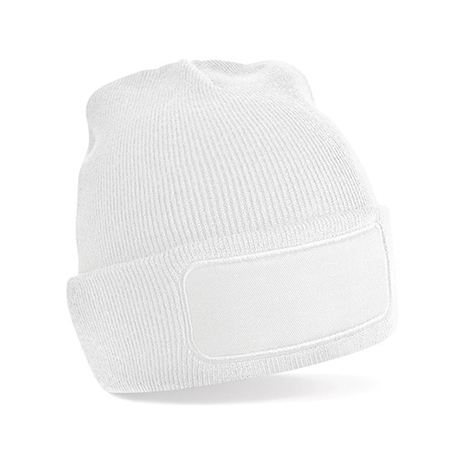 White - Czapka dzianinowa beanie z łatką