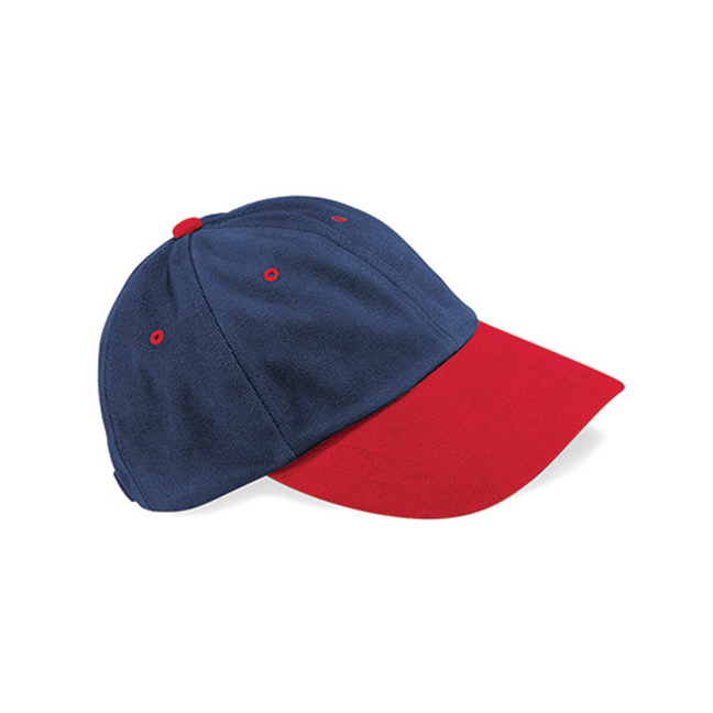 French Navy/Classic Red - Czapka niskoprofilowa Heavy Brushed Cotton