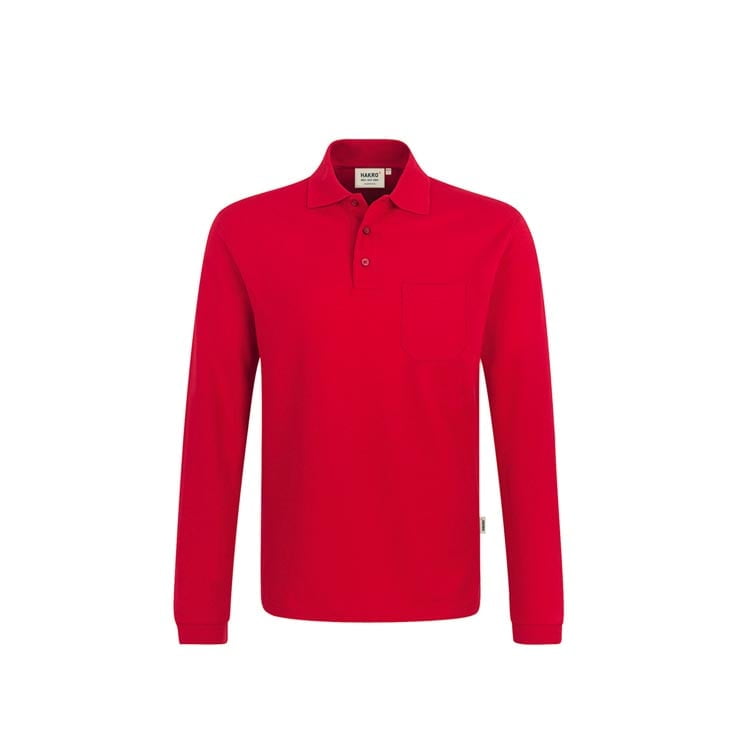 Red - Koszulka polo z długim rękawem i kieszonką na piersi Top 809
