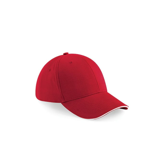 czerwono-biała 6-panelowa czapka beechfield