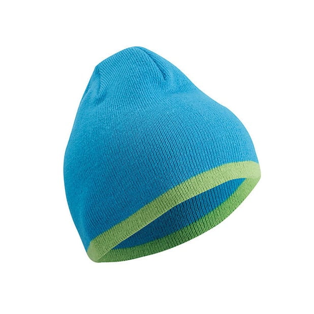 Turquoise/Lime Green - Czapka zimowa z kontrastowym wykończeniem