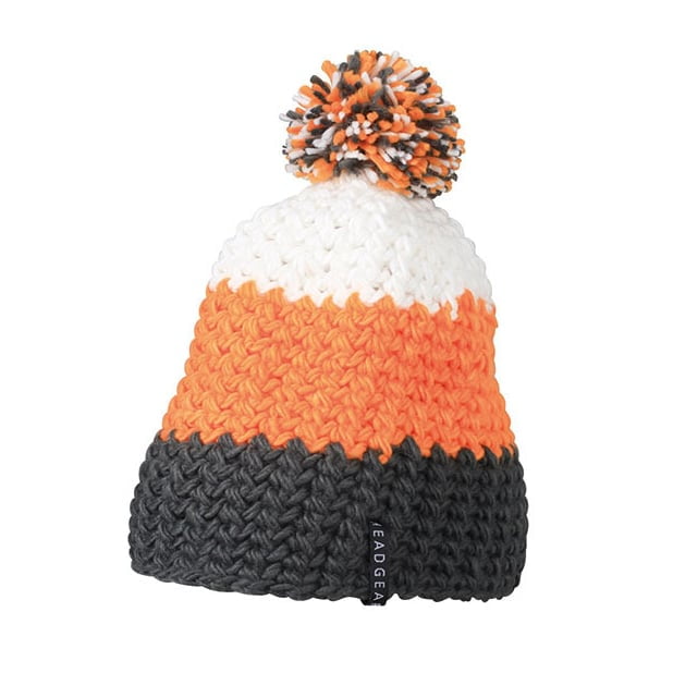 Carbon/Orange/White - Czapka zimowa Crocheted