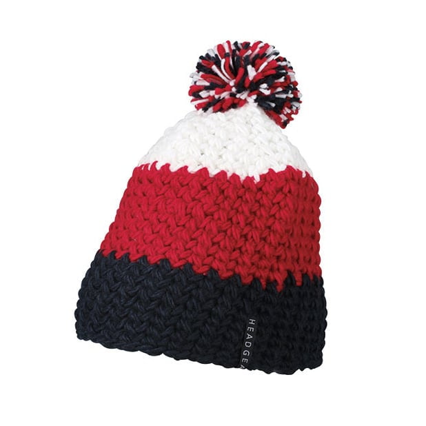 Navy/Red/White - Czapka zimowa Crocheted