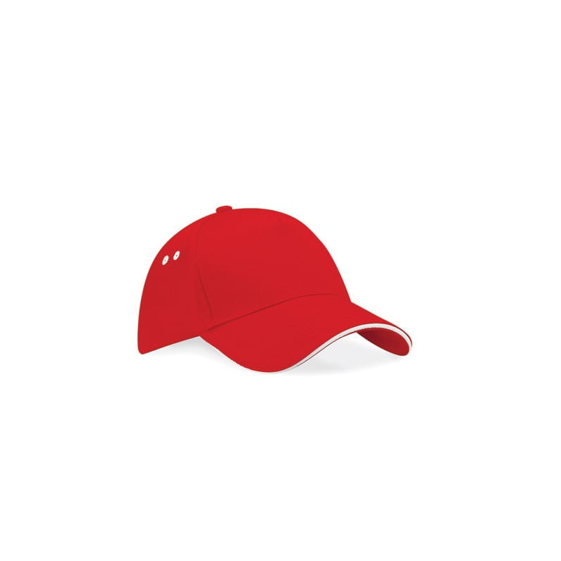 czerwono-biała czapka sandwhich beechfield