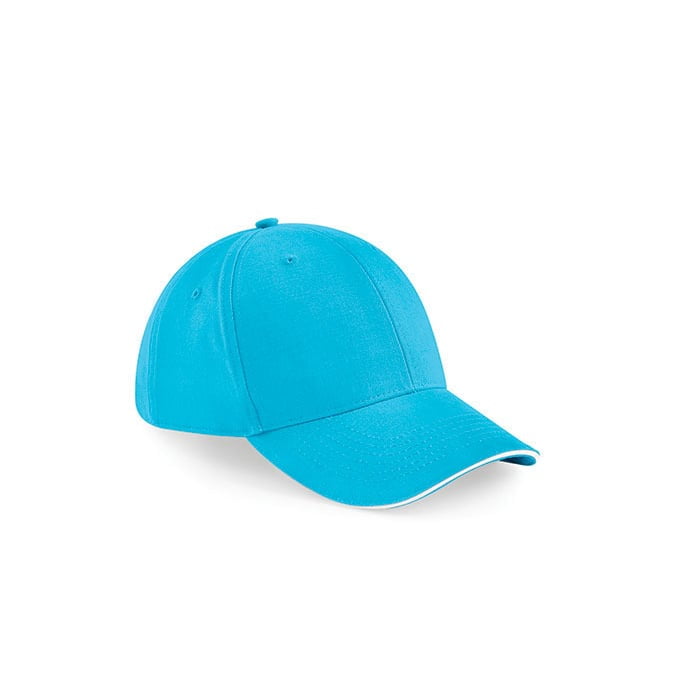 błękitno-biała 6-panelowa czapka beechfield