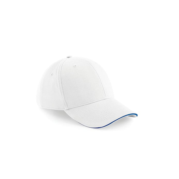 biało-niebieska 6-panelowa czapka beechfield