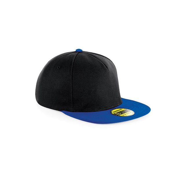 schwarz-royal snapback beechfield bestickt