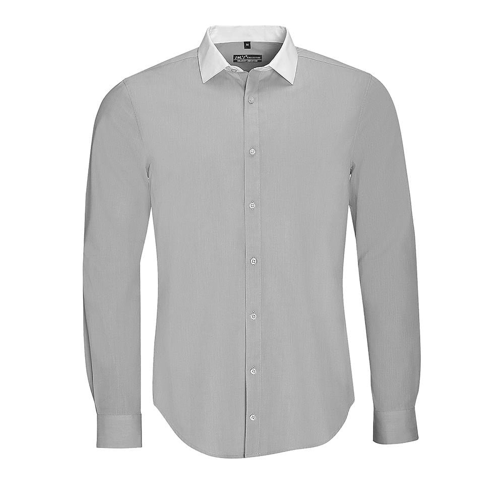 Pearl Grey - Herren Hemd mit kontrast Kragen Bellmont