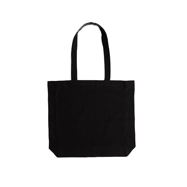 Black - Cotton bag with sidefold, long handles