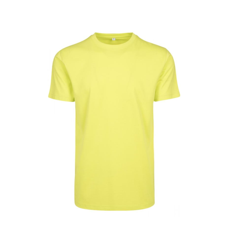 Męska żółta koszulka z własnym drukiem firmy Build Your Brand Round Neck BY004