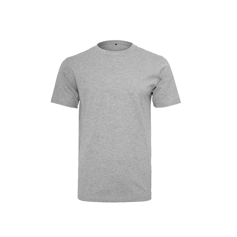Męska szara koszulka z własnym drukiem firmy Build Your Brand Round Neck BY004