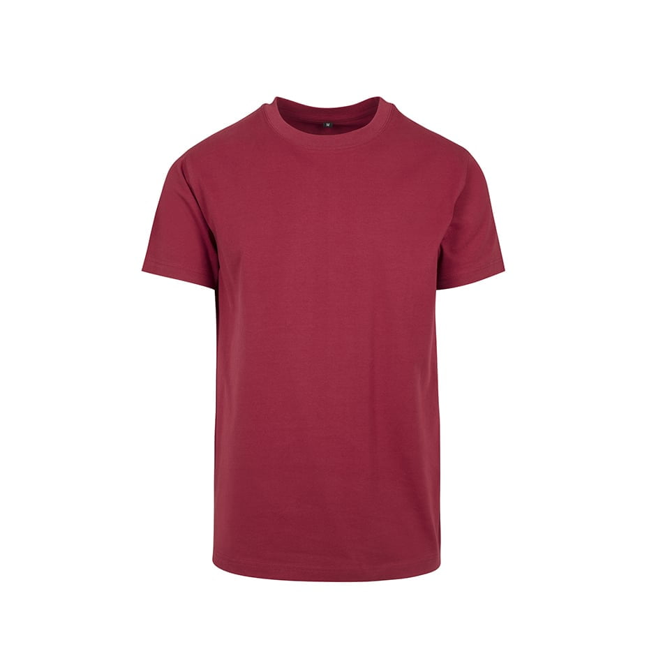 Męska czerwona koszulka z własnym drukiem firmy Build Your Brand Round Neck BY004